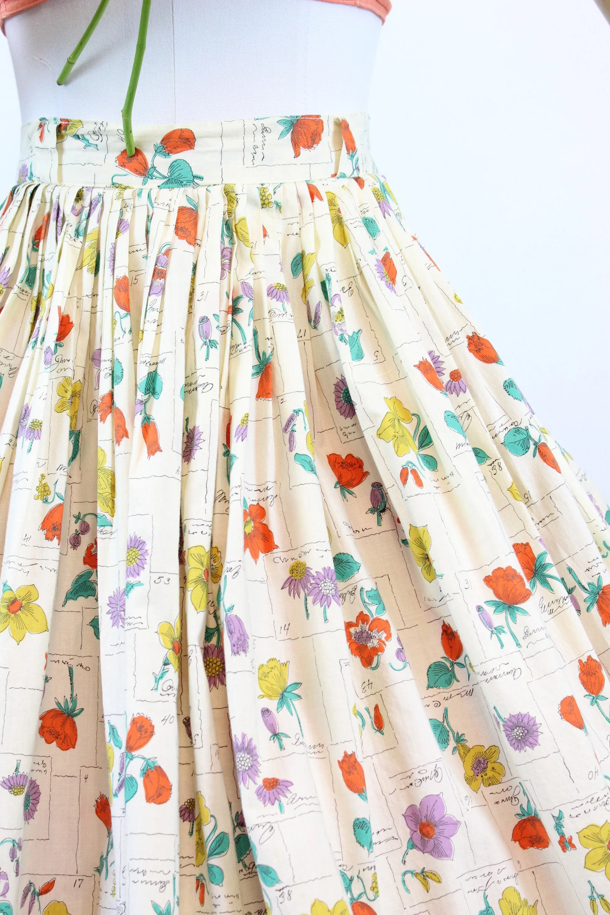 1950s BOTANICAL novelty print full skirt small | new spring