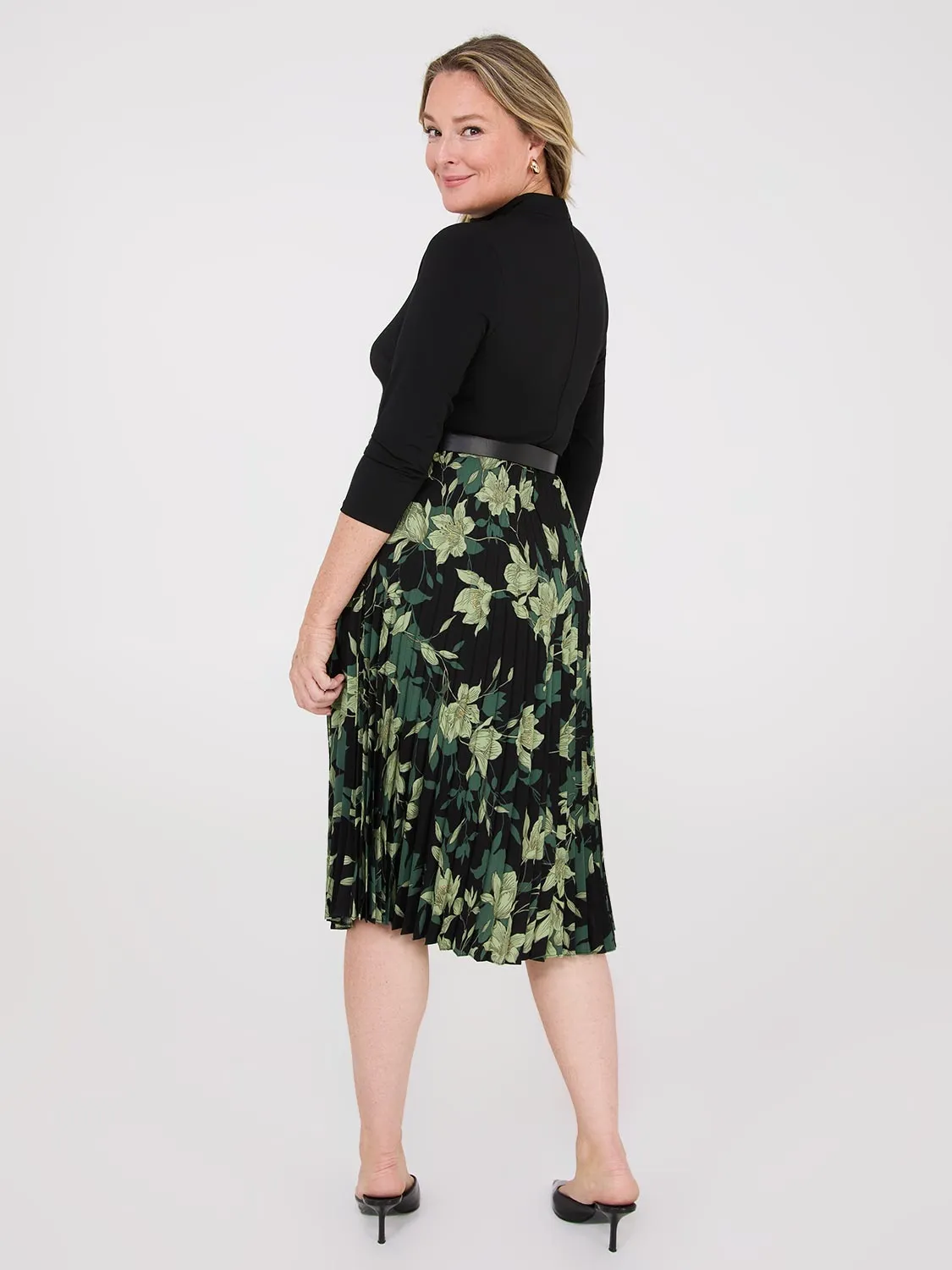 2-Fer Floral Print Belted Dress