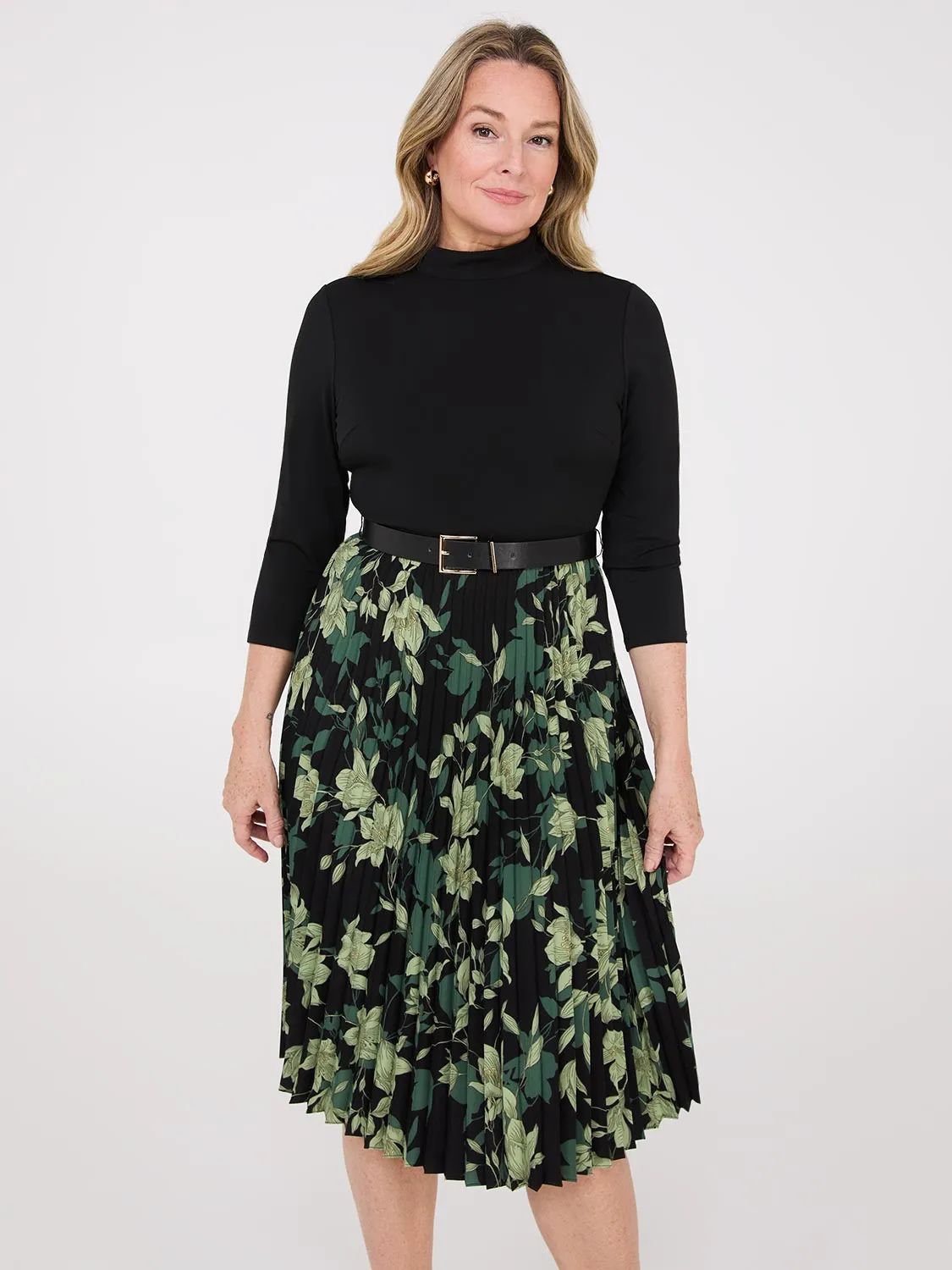 2-Fer Floral Print Belted Dress