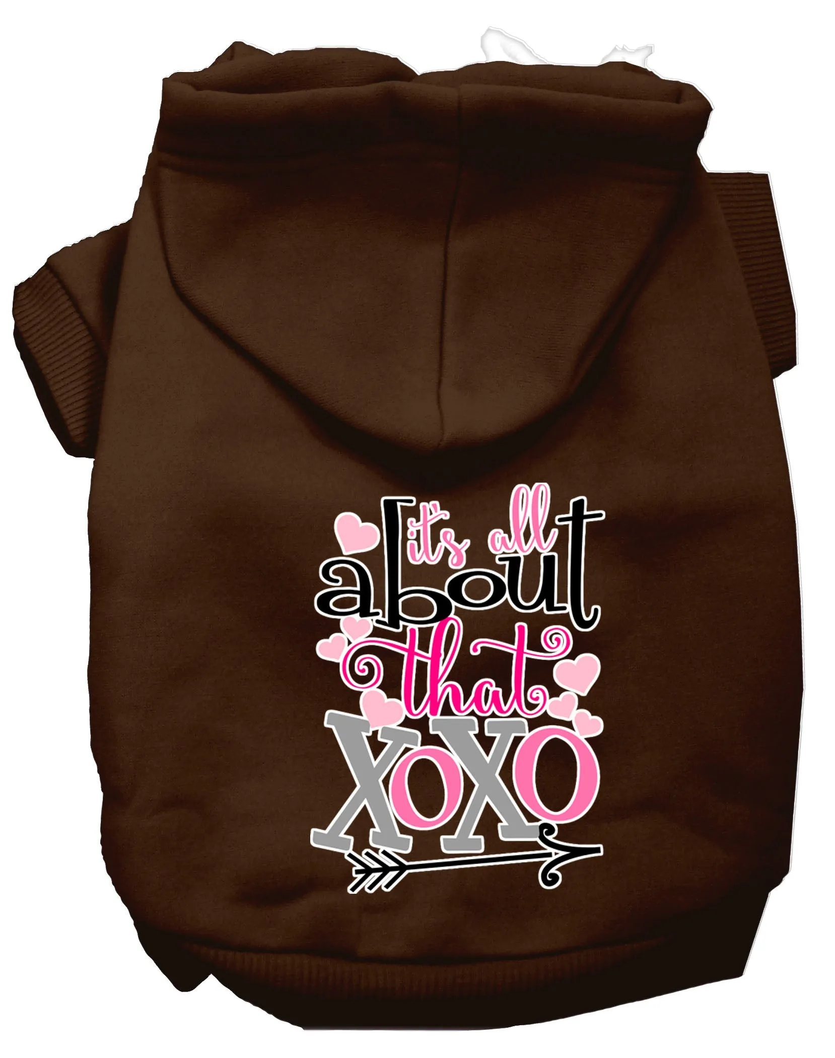 All About That Xoxo Screen Print Dog Hoodie Brown Xxxl