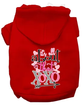 All About That Xoxo Screen Print Dog Hoodie Red Xs