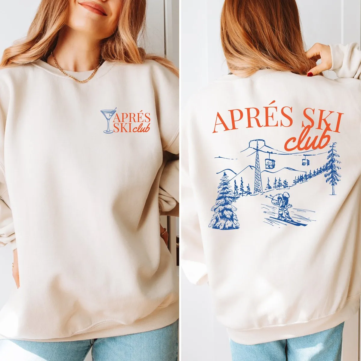 Apres Ski Club Front And Back Wholesale Graphic Sweatshirt - Quick Shipping