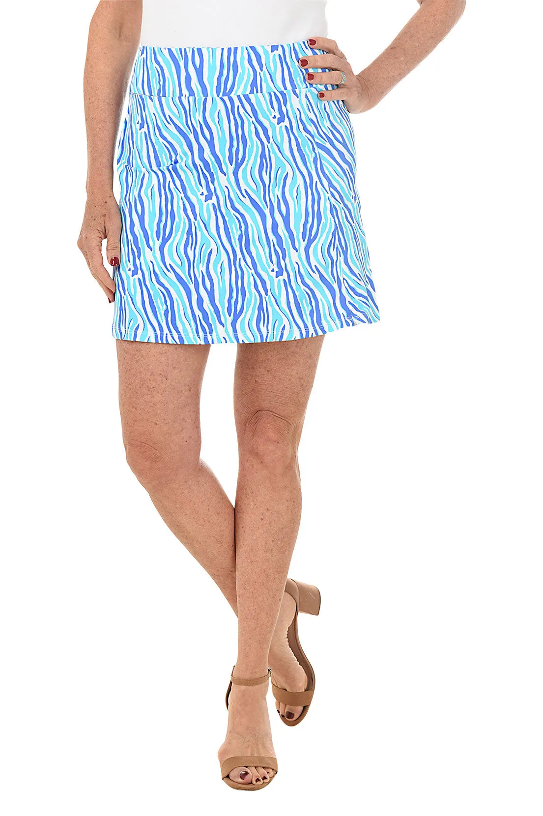 Aqua Zebra UPF50  Pull-On Skort