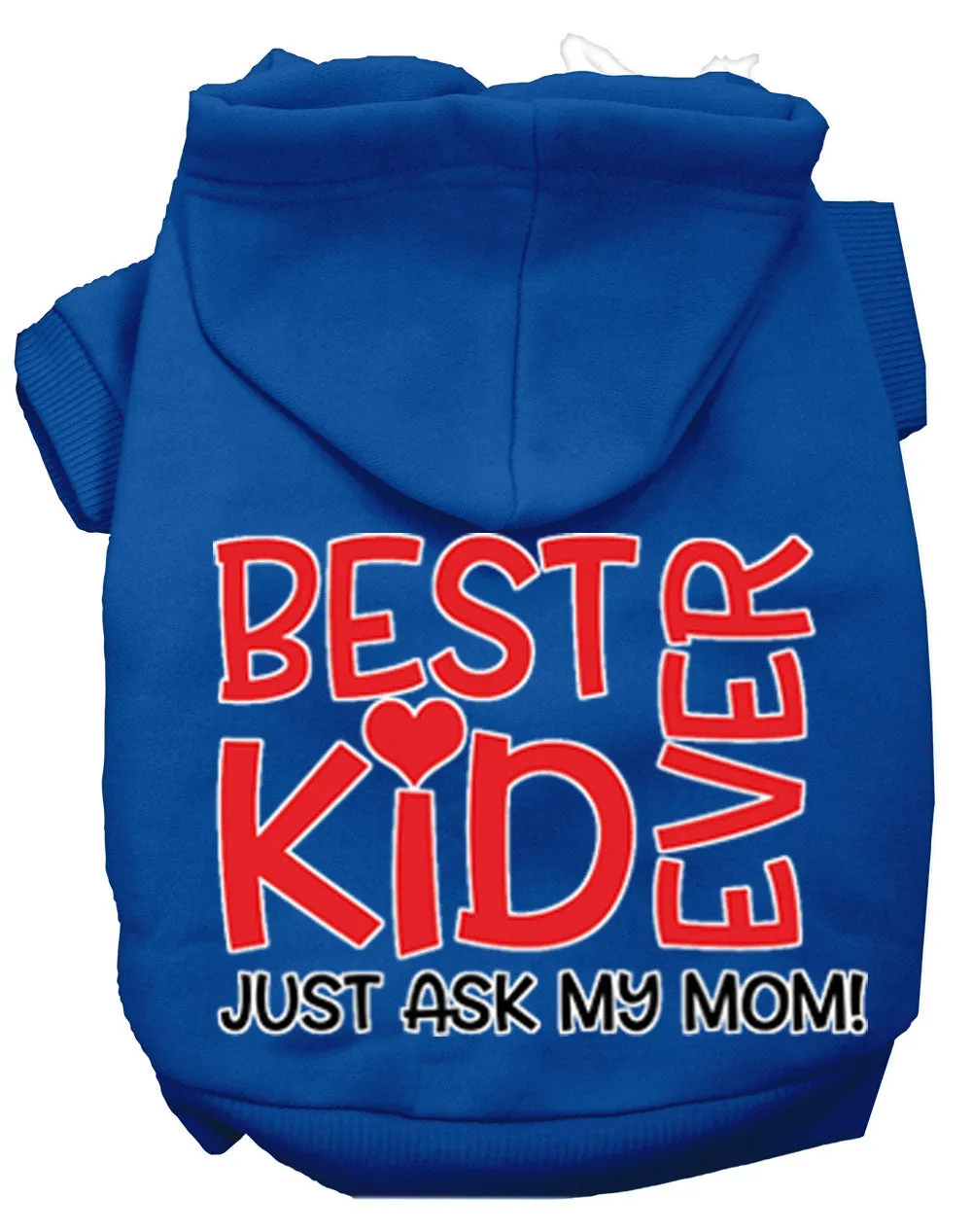 Ask My Mom Screen Print Dog Hoodie Blue L