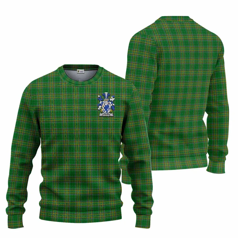 Aungier Irish Clan Tartan Knitted Sweater with Coat of Arms