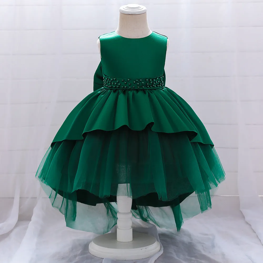 Baby Girl Princess Dress Elegant Bow Knot Trailing Girl Dress Birthday Party Dress