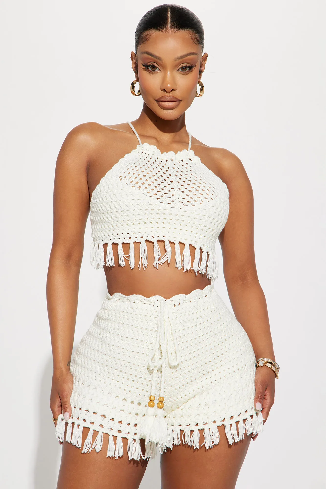 Beach Moment Crochet Short Set - Ivory