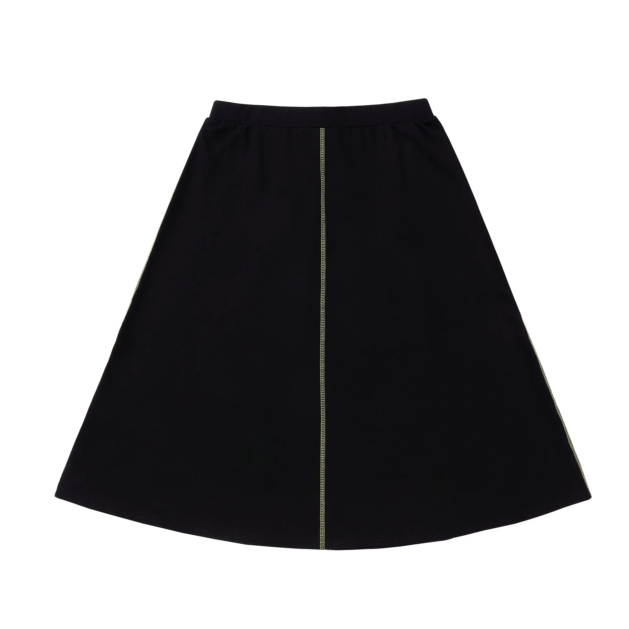 Black A-line Skirt with Yellow Outside Seams