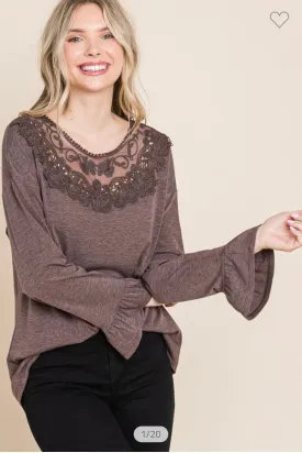 Brown Lace Top