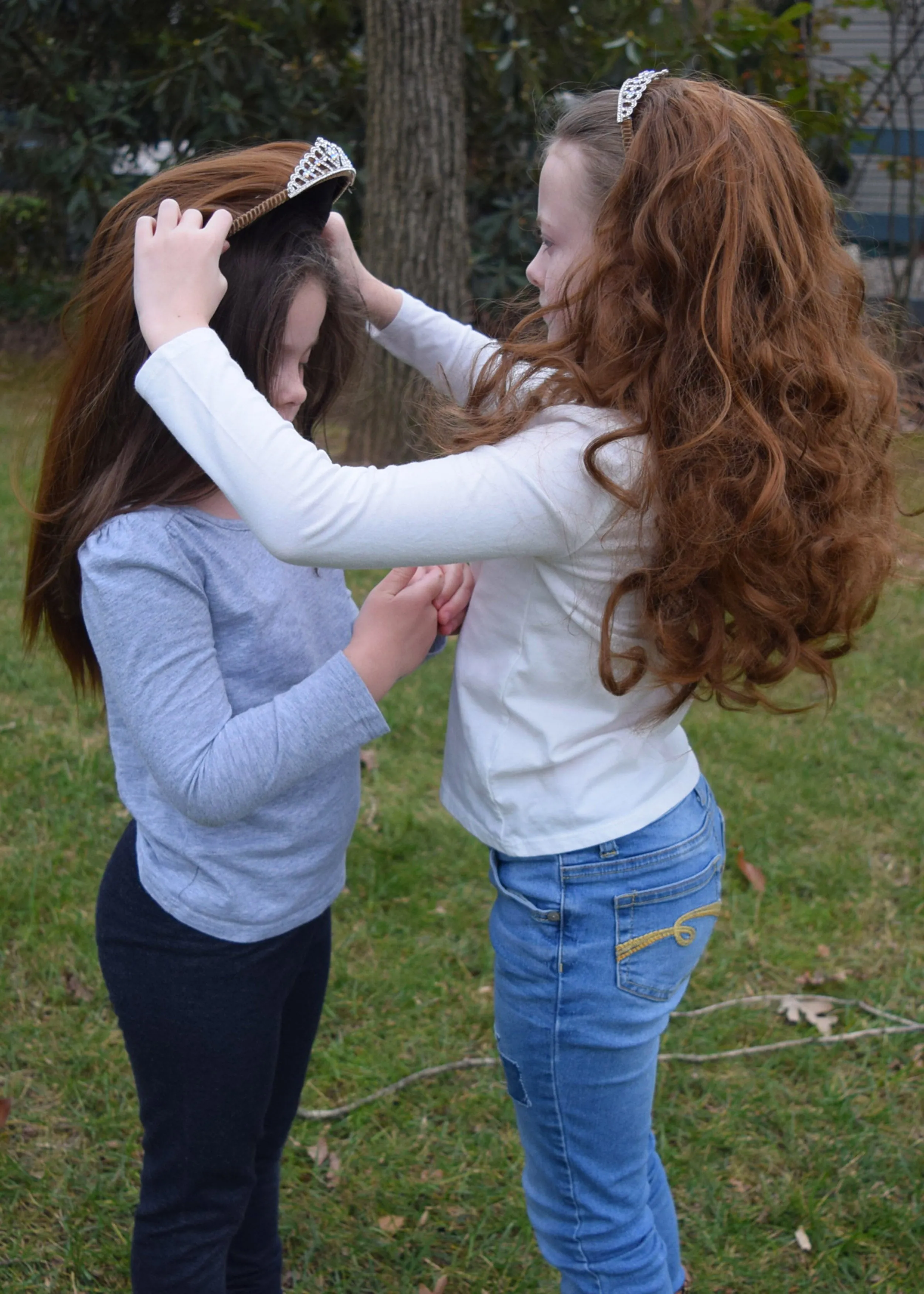 Brown Princess Hair Extensions with Rhinestone Tiara Headband