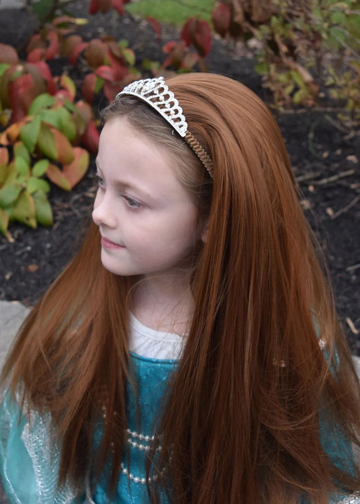 Brown Princess Hair Extensions with Rhinestone Tiara Headband