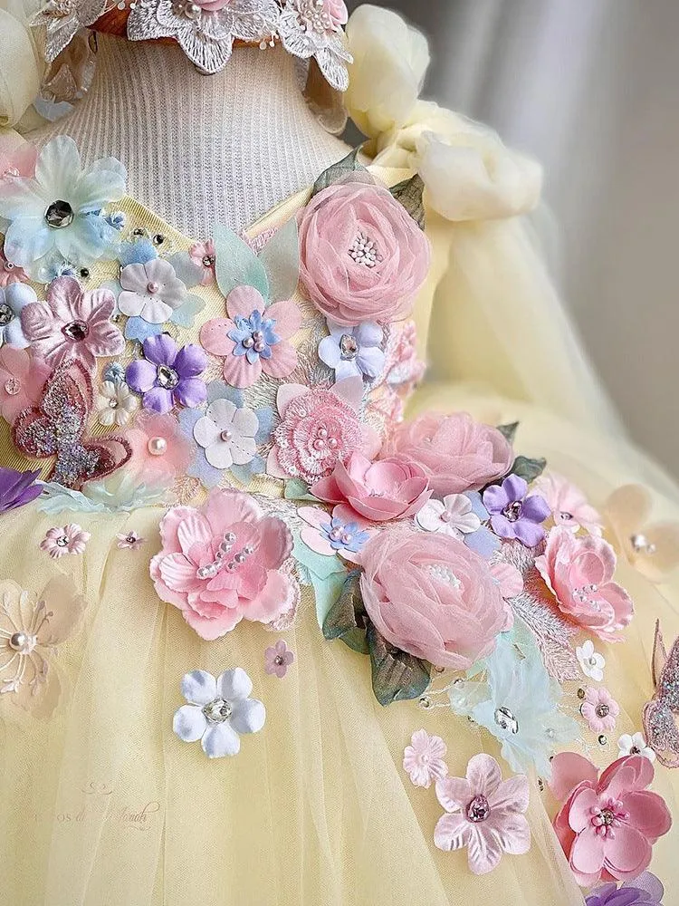 Butterfly Kisses: A Dreamy Dress with Pastel Flowers and Butterflies