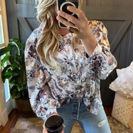 Canyon Lakes Floral Chiffon Blouse