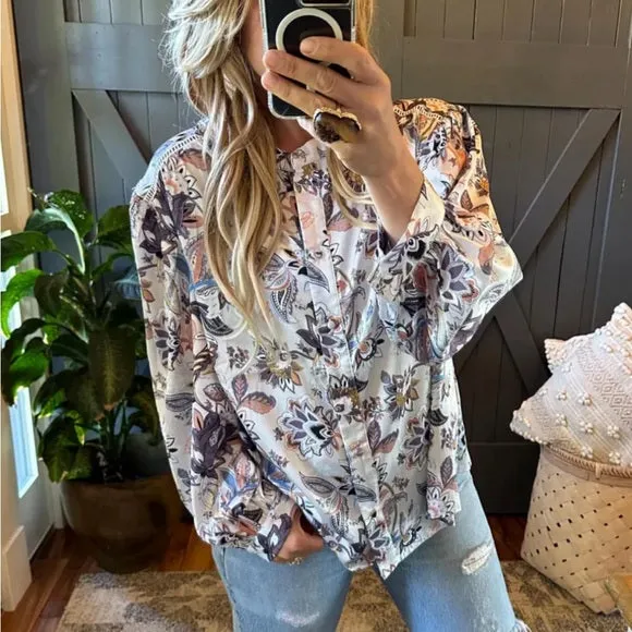 Canyon Lakes Floral Chiffon Blouse