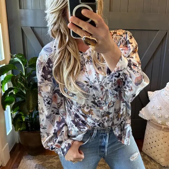 Canyon Lakes Floral Chiffon Blouse