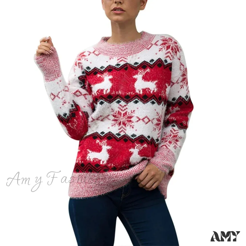 Casual Christmas Sweater for Couples - Loose Knitwear Warm Thicken Matching