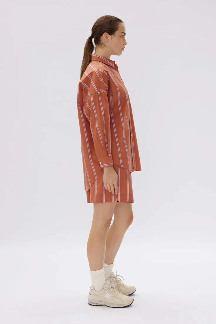 Chiara Shirt Mid Length Two Stripe | Rust/Violet Light