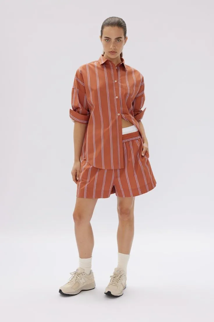 Chiara Shirt Mid Length Two Stripe | Rust/Violet Light