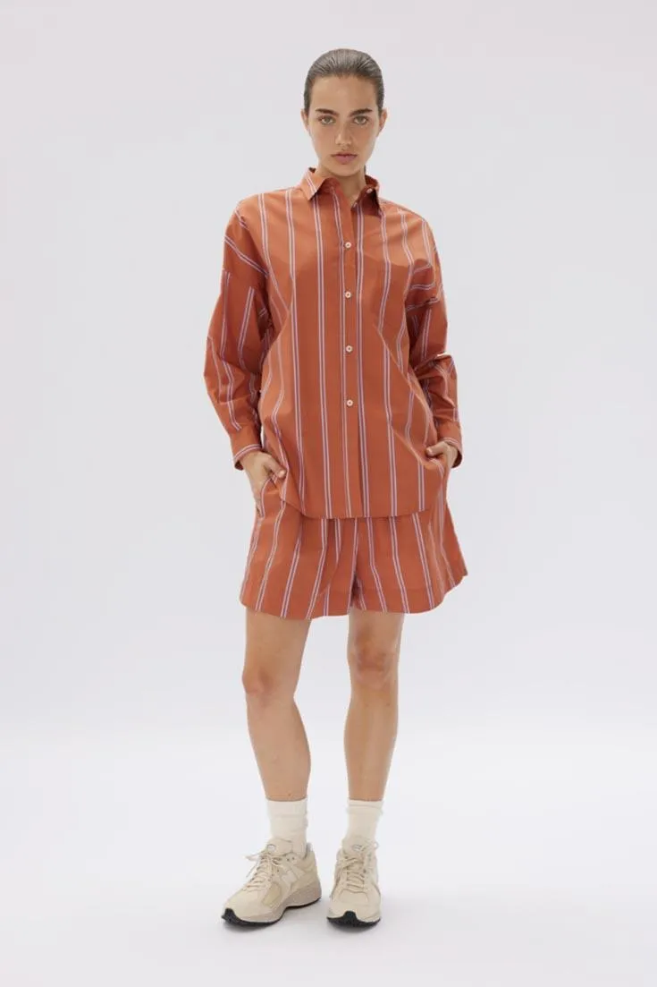 Chiara Shirt Mid Length Two Stripe | Rust/Violet Light