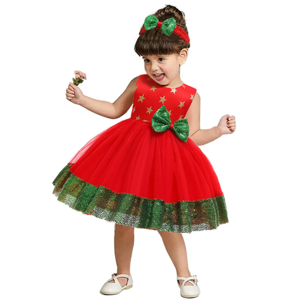 Children Dress Color Matching Sequined Girl Princess Dress Girl Dress