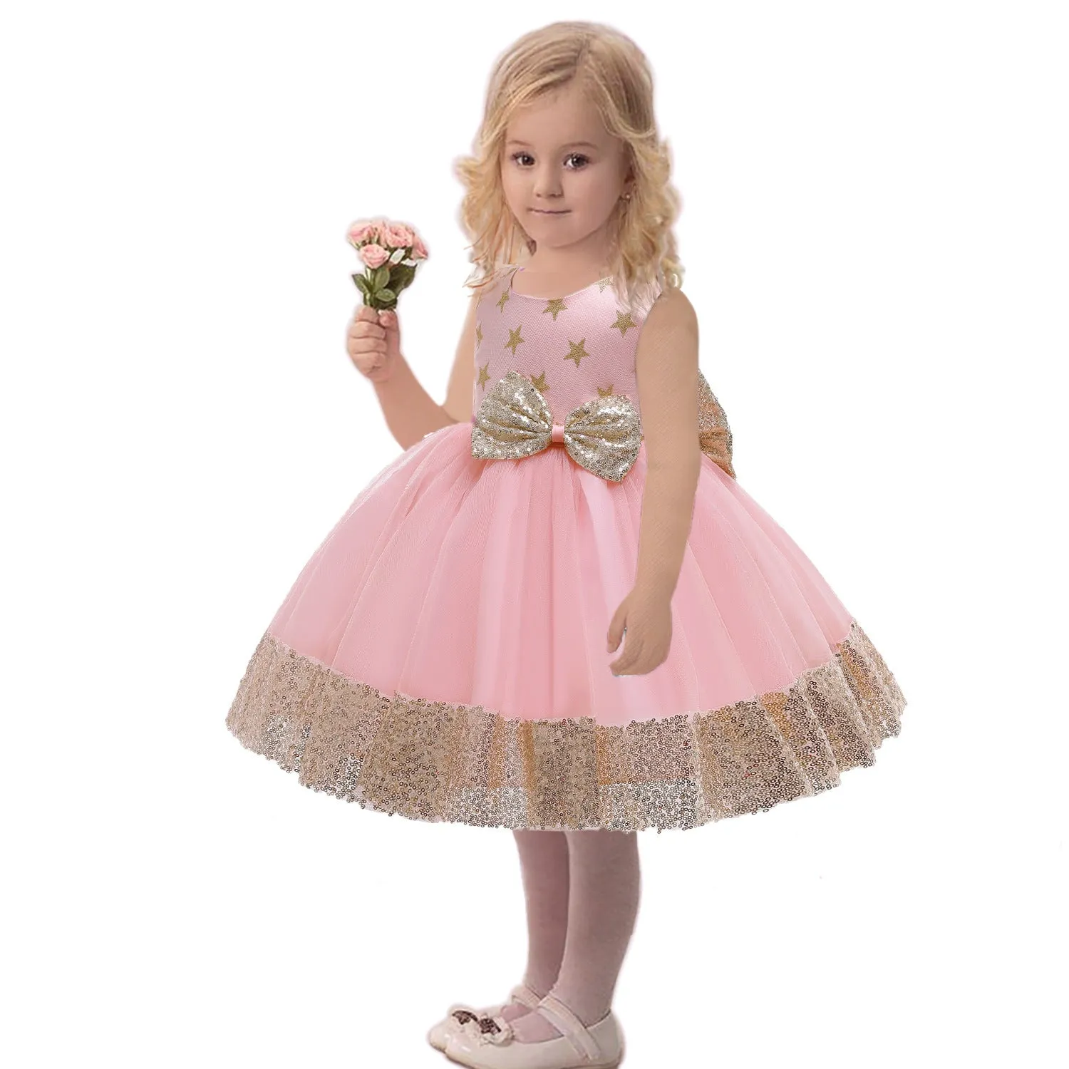 Children Dress Color Matching Sequined Girl Princess Dress Girl Dress