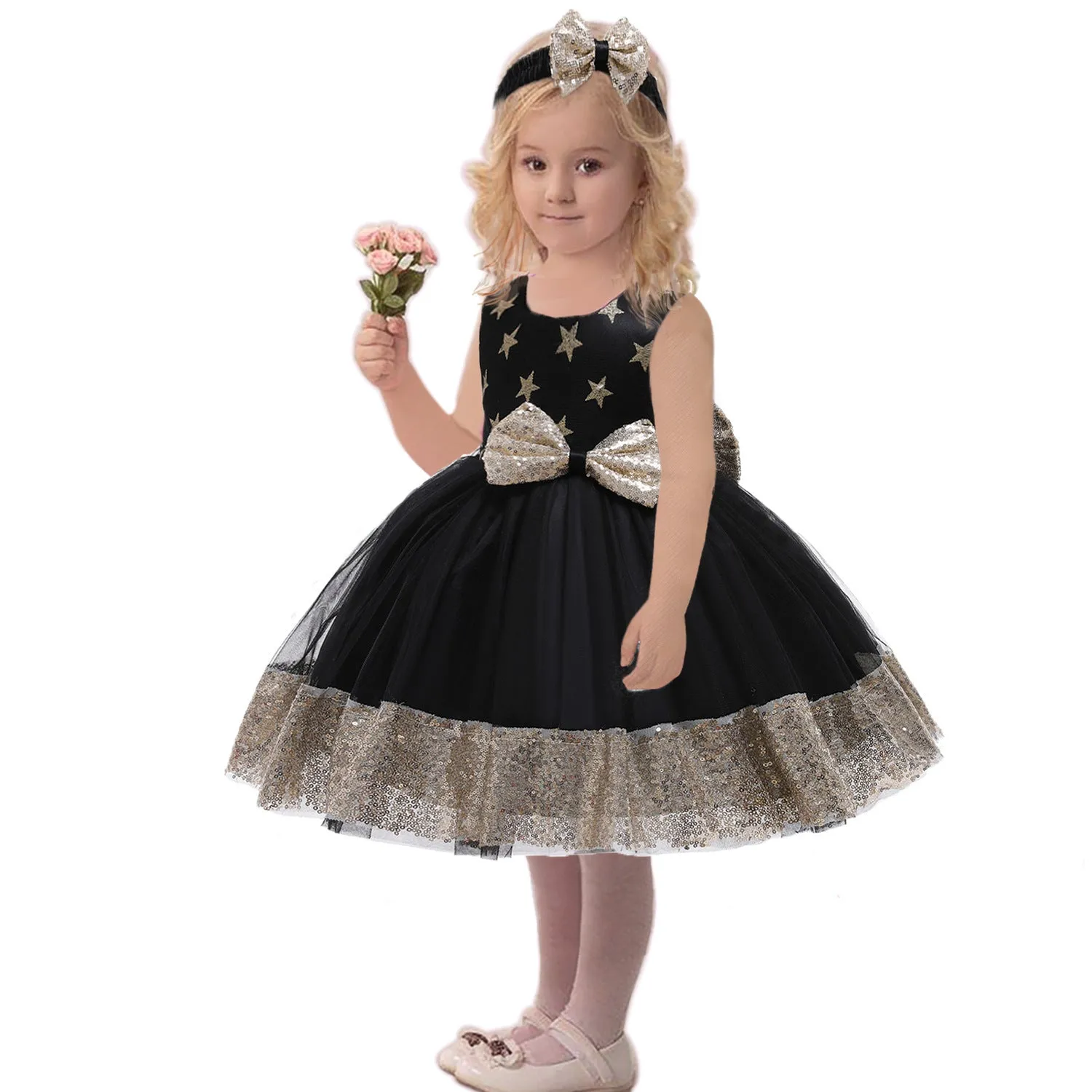 Children Dress Color Matching Sequined Girl Princess Dress Girl Dress