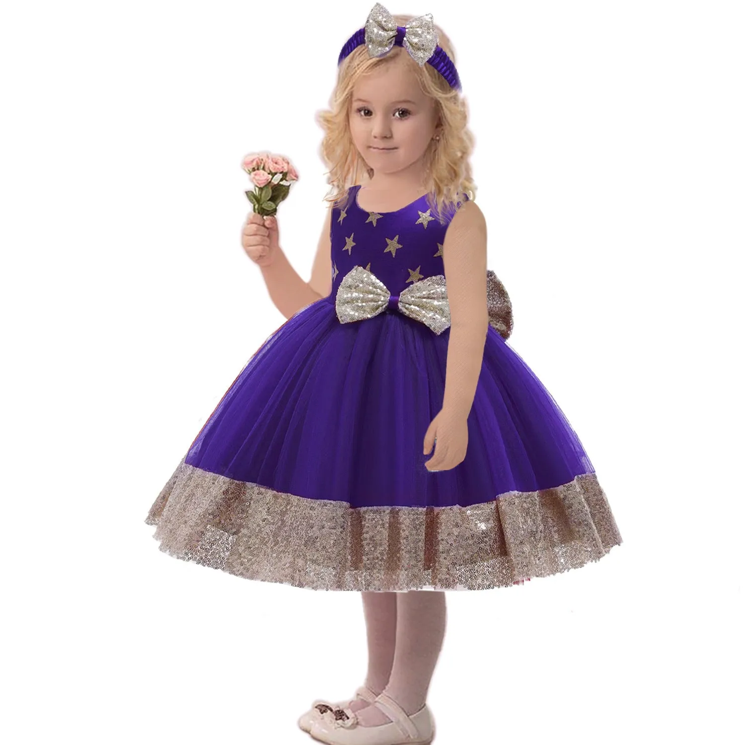 Children Dress Color Matching Sequined Girl Princess Dress Girl Dress