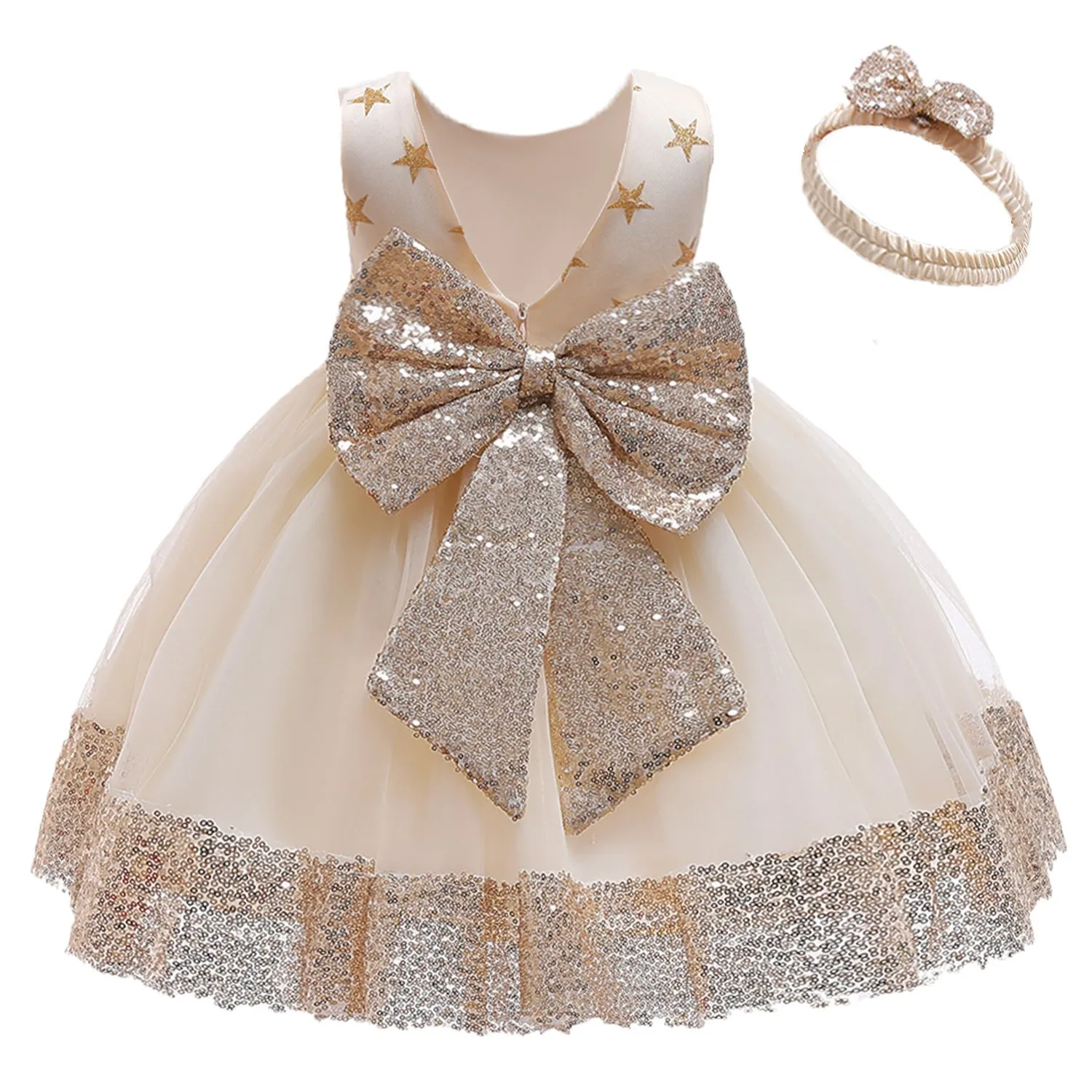 Children Dress Color Matching Sequined Girl Princess Dress Girl Dress