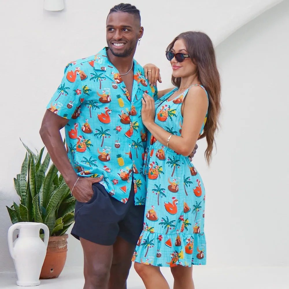 Christmas Pool Party - Mens Shirt & Womens Dress  - Couple Set