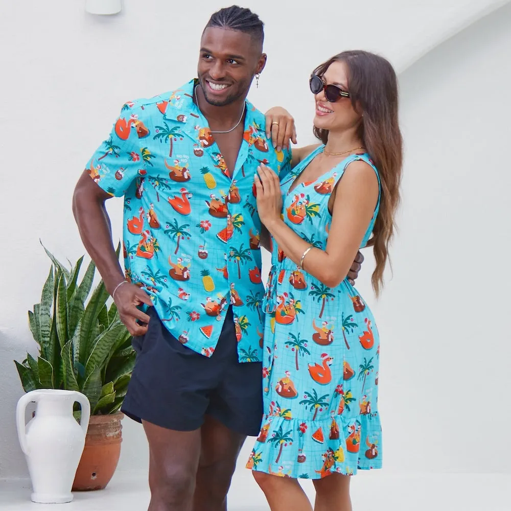 Christmas Pool Party - Mens Shirt & Womens Dress  - Couple Set