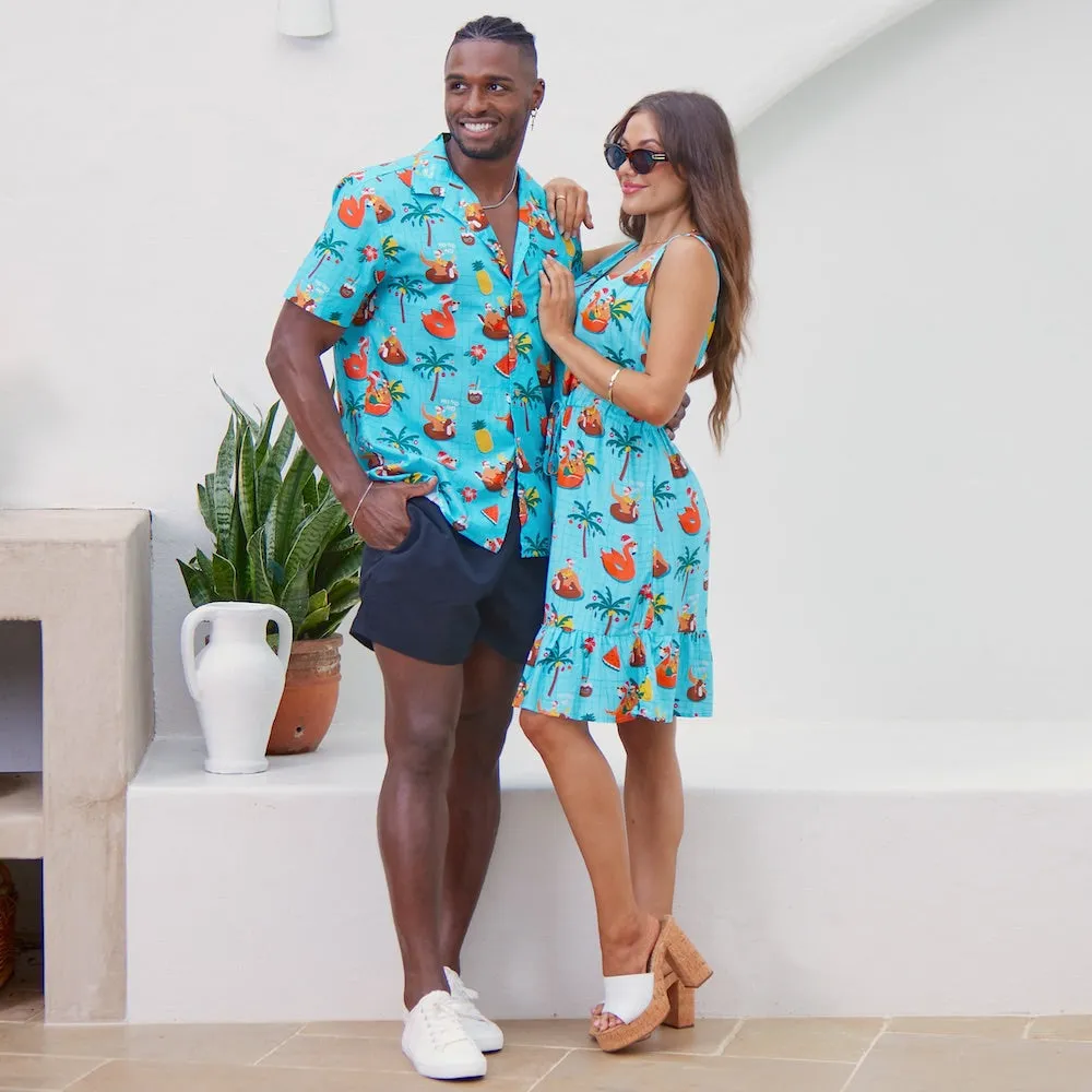 Christmas Pool Party - Mens Shirt & Womens Dress  - Couple Set