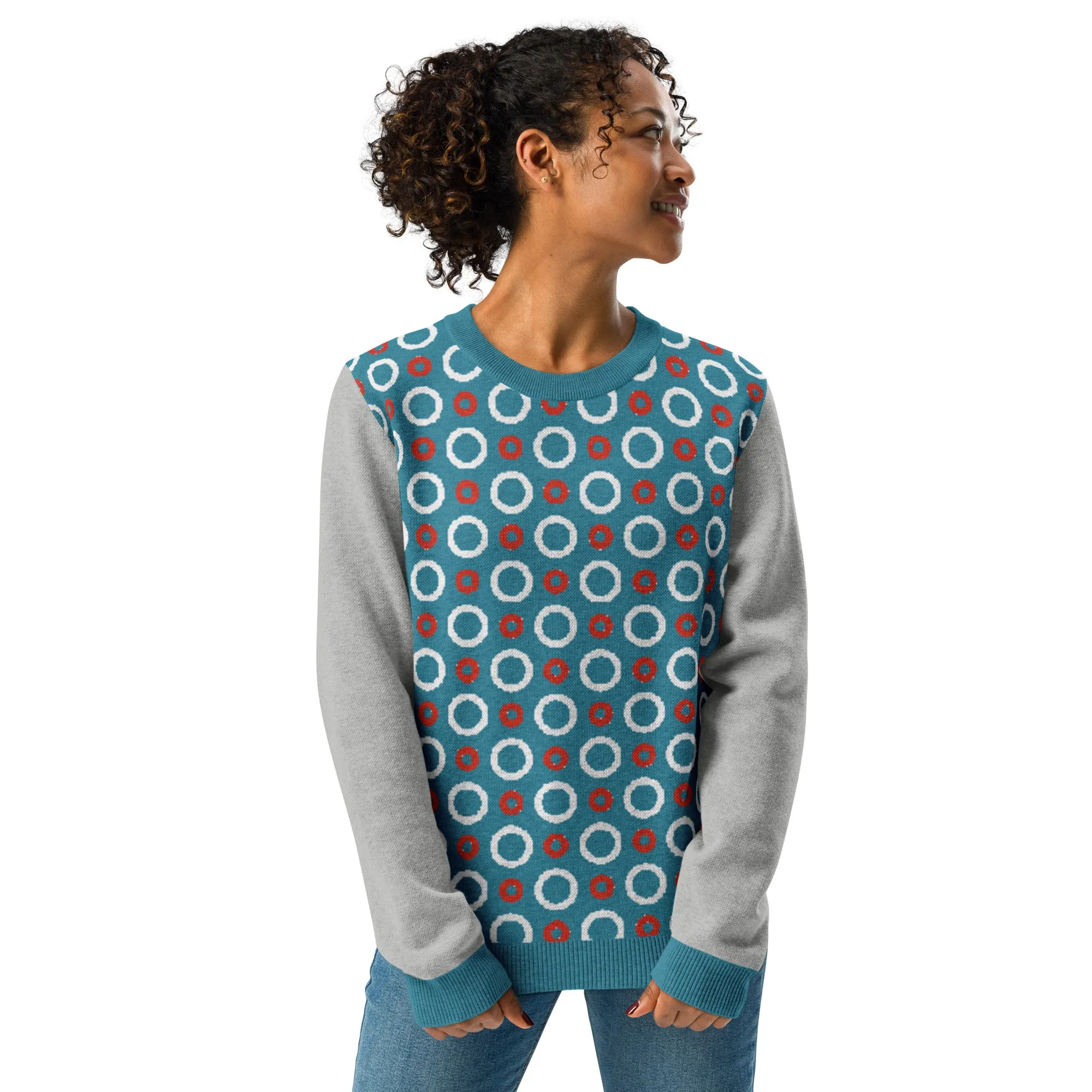 Circle Back in Blue Knitted Crewneck Sweater