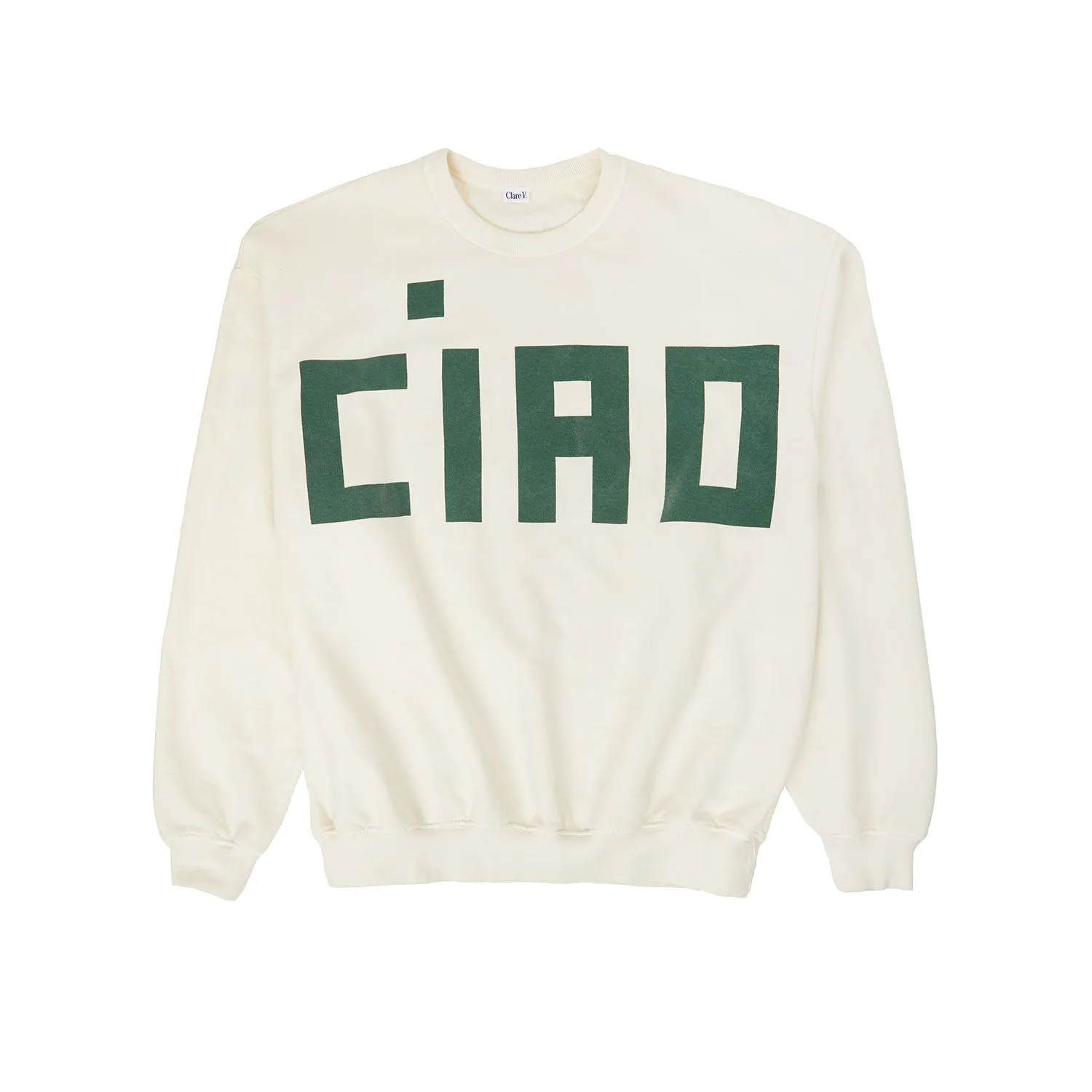 Clare V. Cream Oversized CIAO Sweatshirt