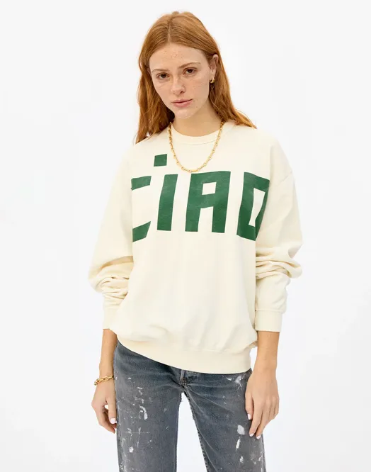 Clare V. Cream Oversized CIAO Sweatshirt