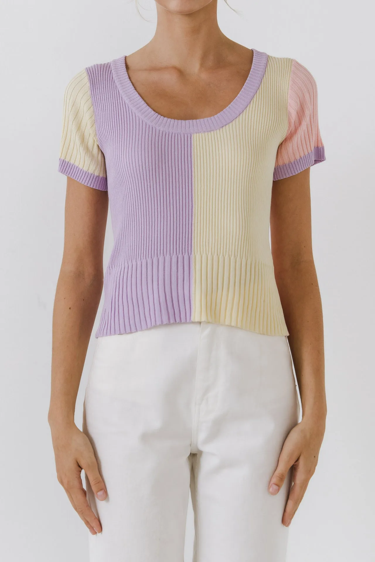 Color Blocked Sweater Top