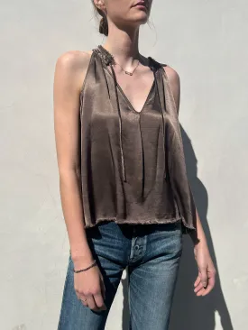 Cora Halter Top in Vintage Satin - Anthracite