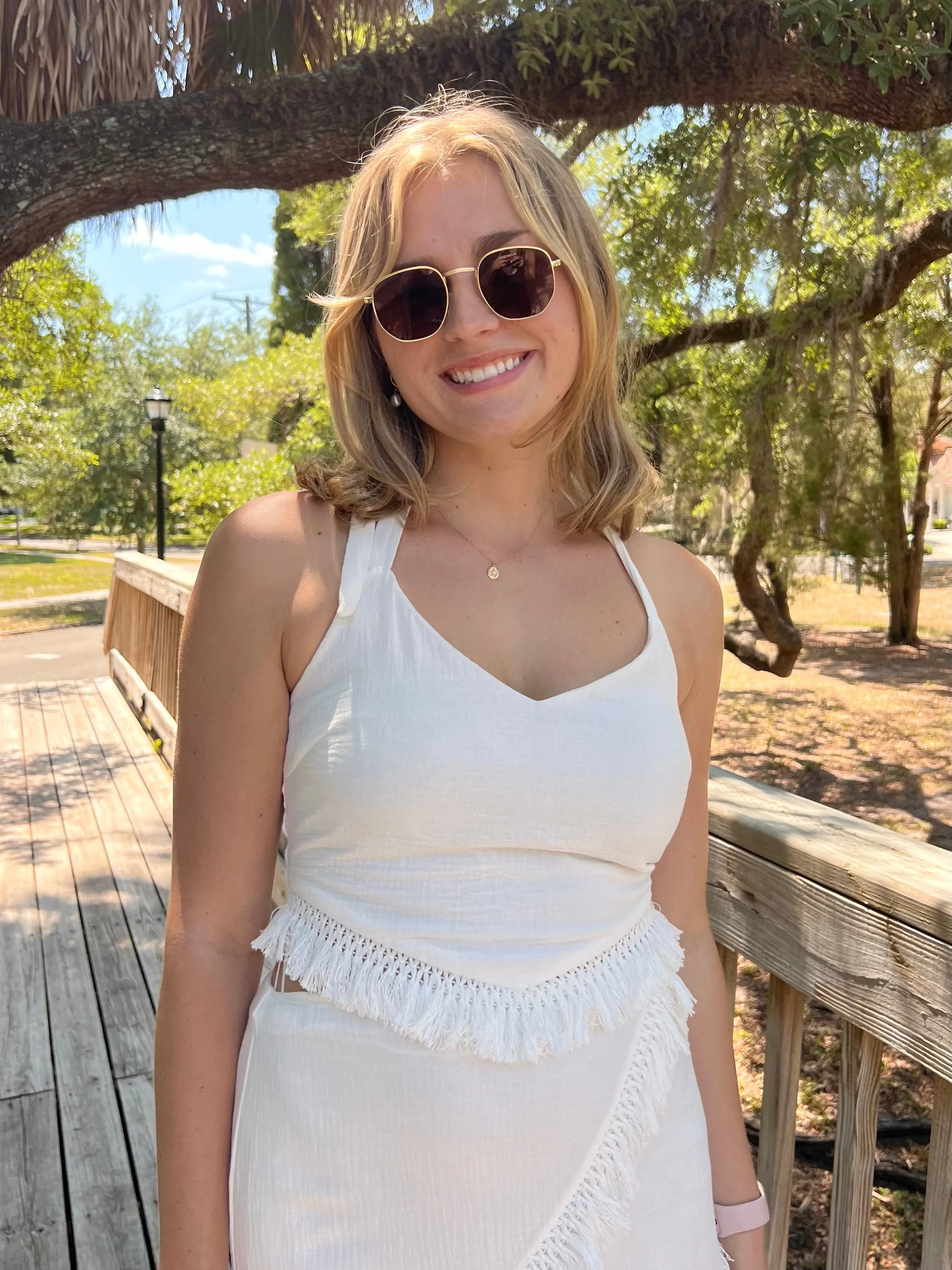 CORY FRINGE TOP IN WHITE