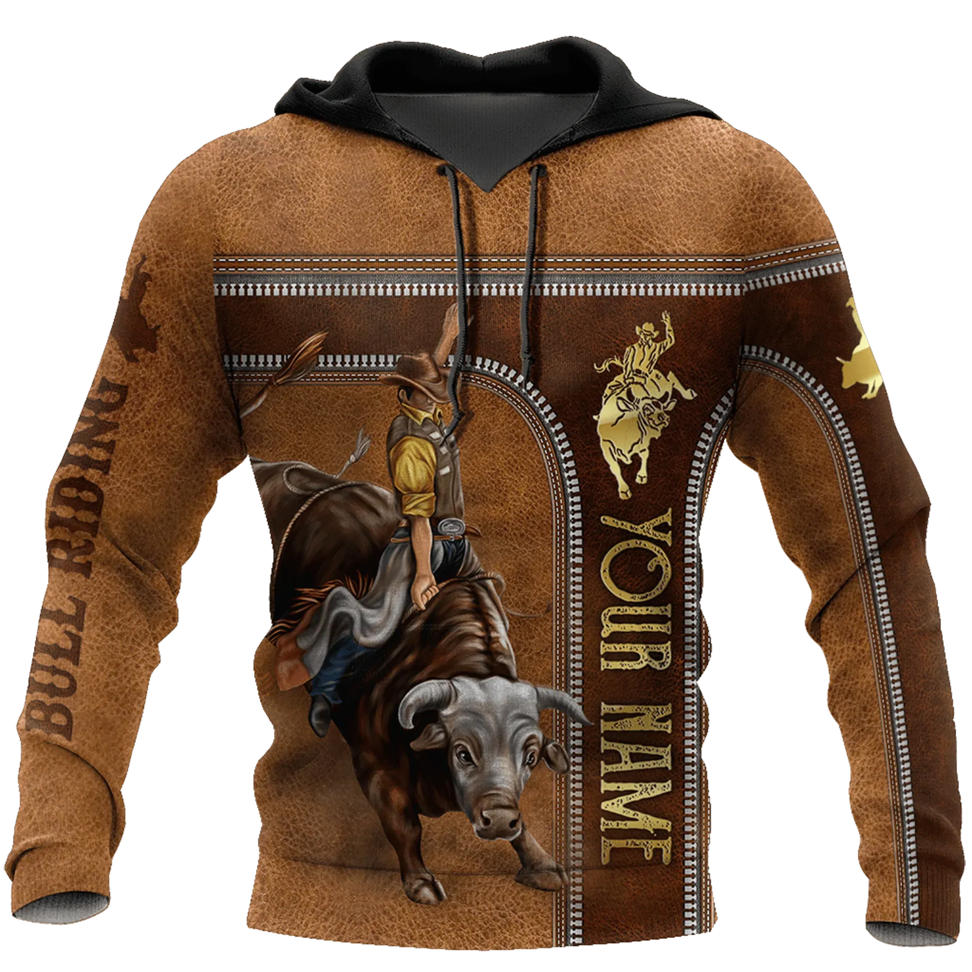 Custom Bull Riding Hoodie 3D All Over Print, Riding Hoodie Cowboy Hoodie Cowboy Gift