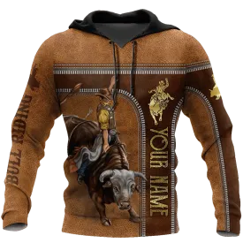 Custom Bull Riding Hoodie 3D All Over Print, Riding Hoodie Cowboy Hoodie Cowboy Gift