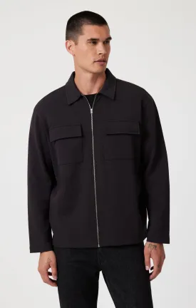 DOUBLE POCKET ZIP-UP JACKET IN BLACK