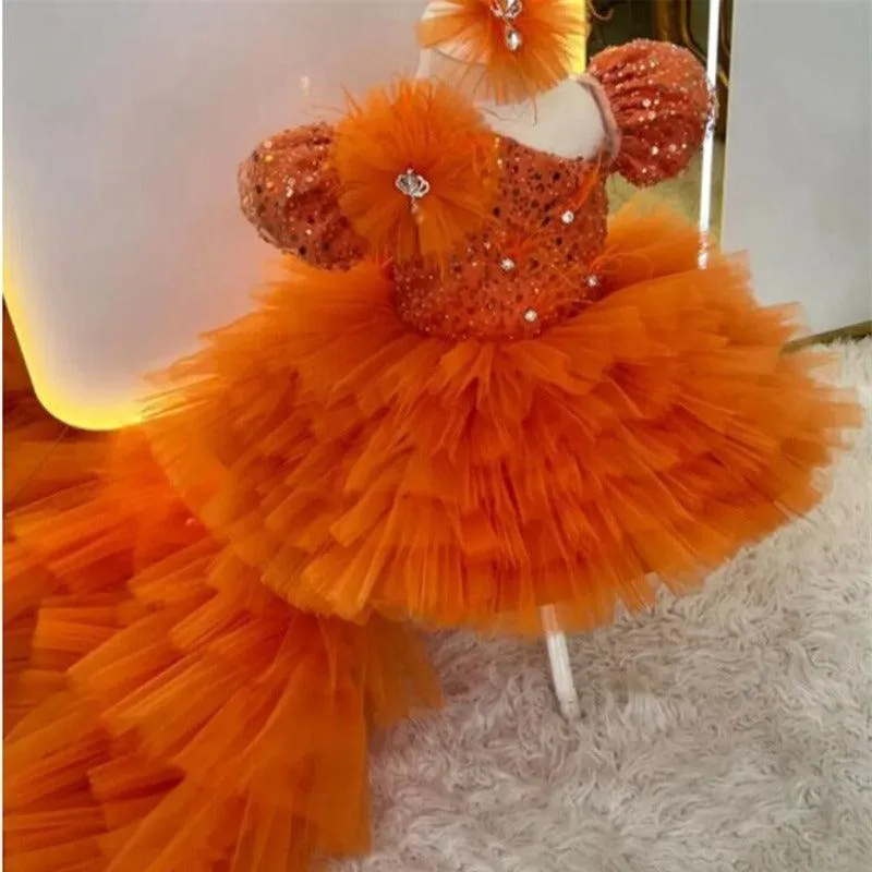 Dreamy Orange Princess Dress Little Angel's Dream Outfit