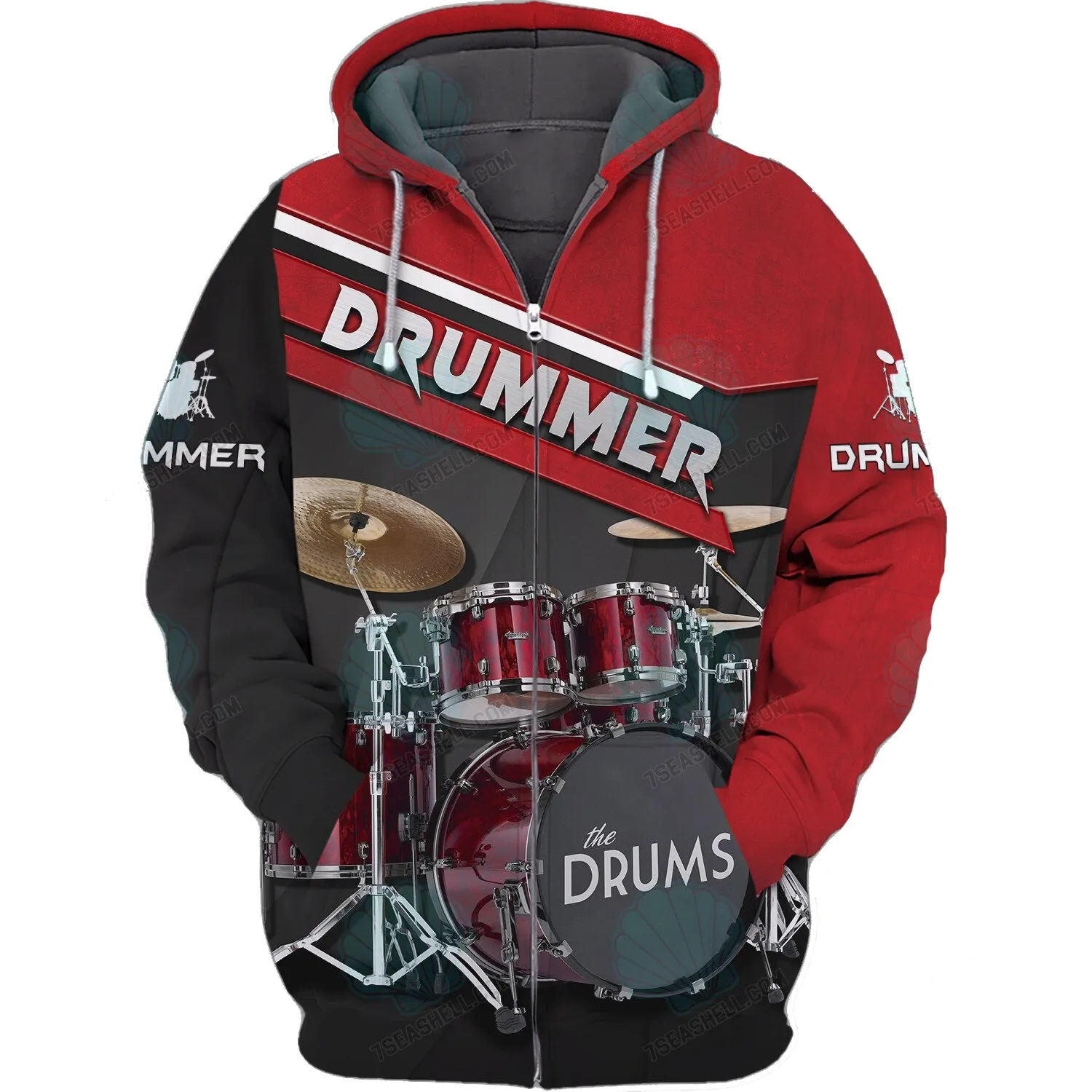 Drummer Shirt Red Drums Personalized Name 3D Sweatshirt Hoodie Christmas Shirt