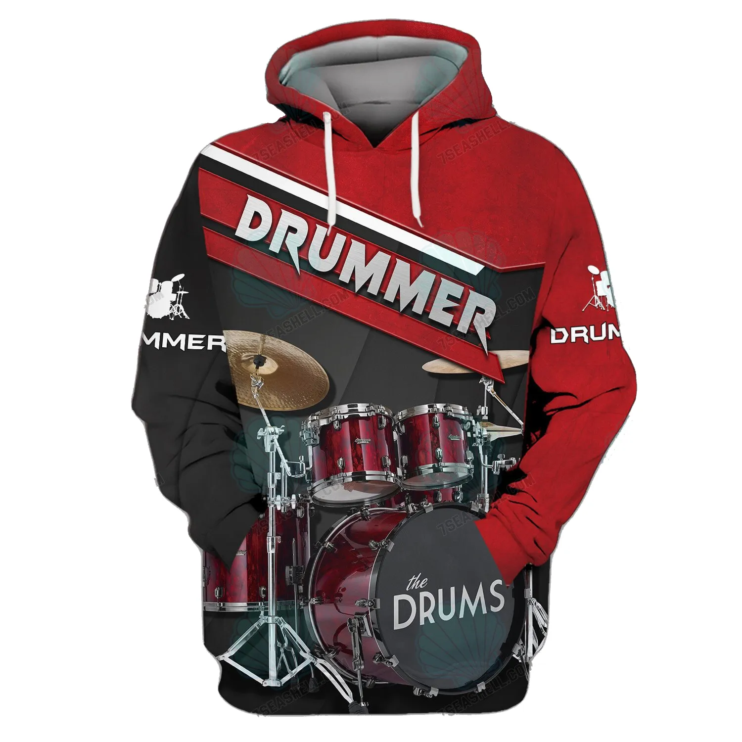 Drummer Shirt Red Drums Personalized Name 3D Sweatshirt Hoodie Christmas Shirt