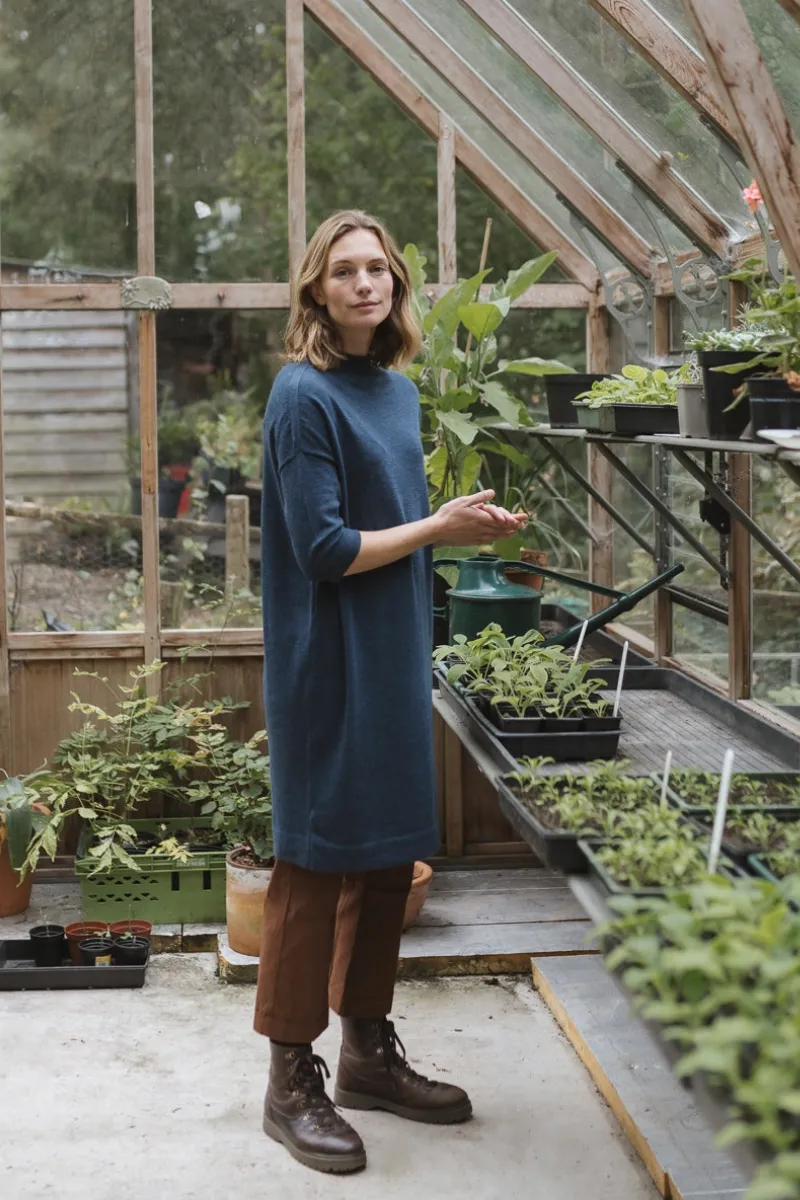 Eden Cocoon Merino Dress in Indigo Blue