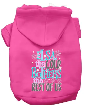 Elsa, The Cold Screen Print Dog Hoodie Bright Pink Xxxl