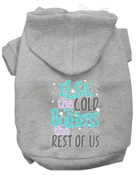 Elsa, The Cold Screen Print Dog Hoodie Grey Xxxl