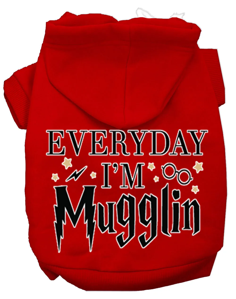 Everyday I'm Mugglin Screen Print Dog Hoodie Red L