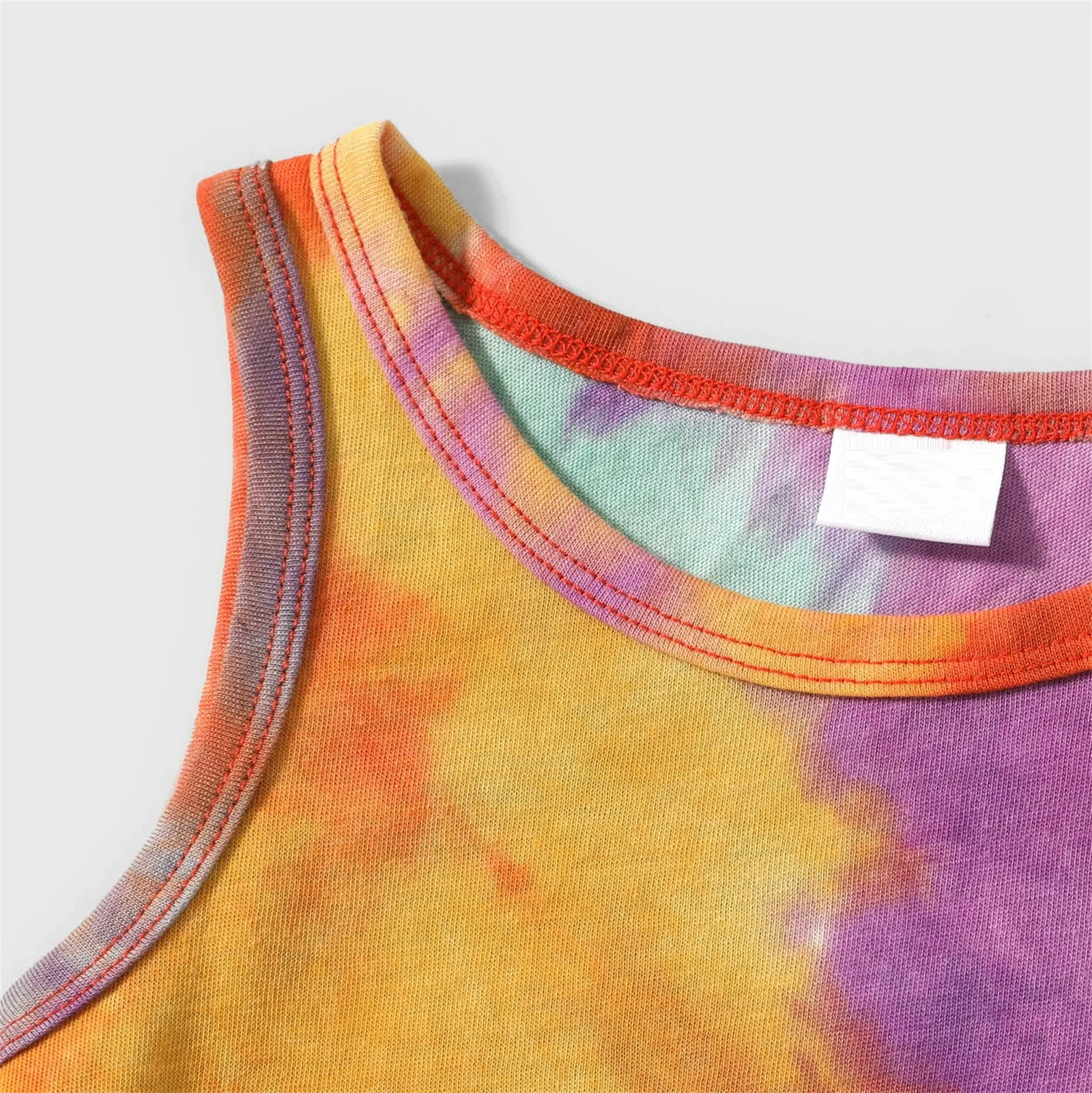 Family Matching Tie Dye Sleeveless Tank Dresses and Short-sleeve T-shirts Sets