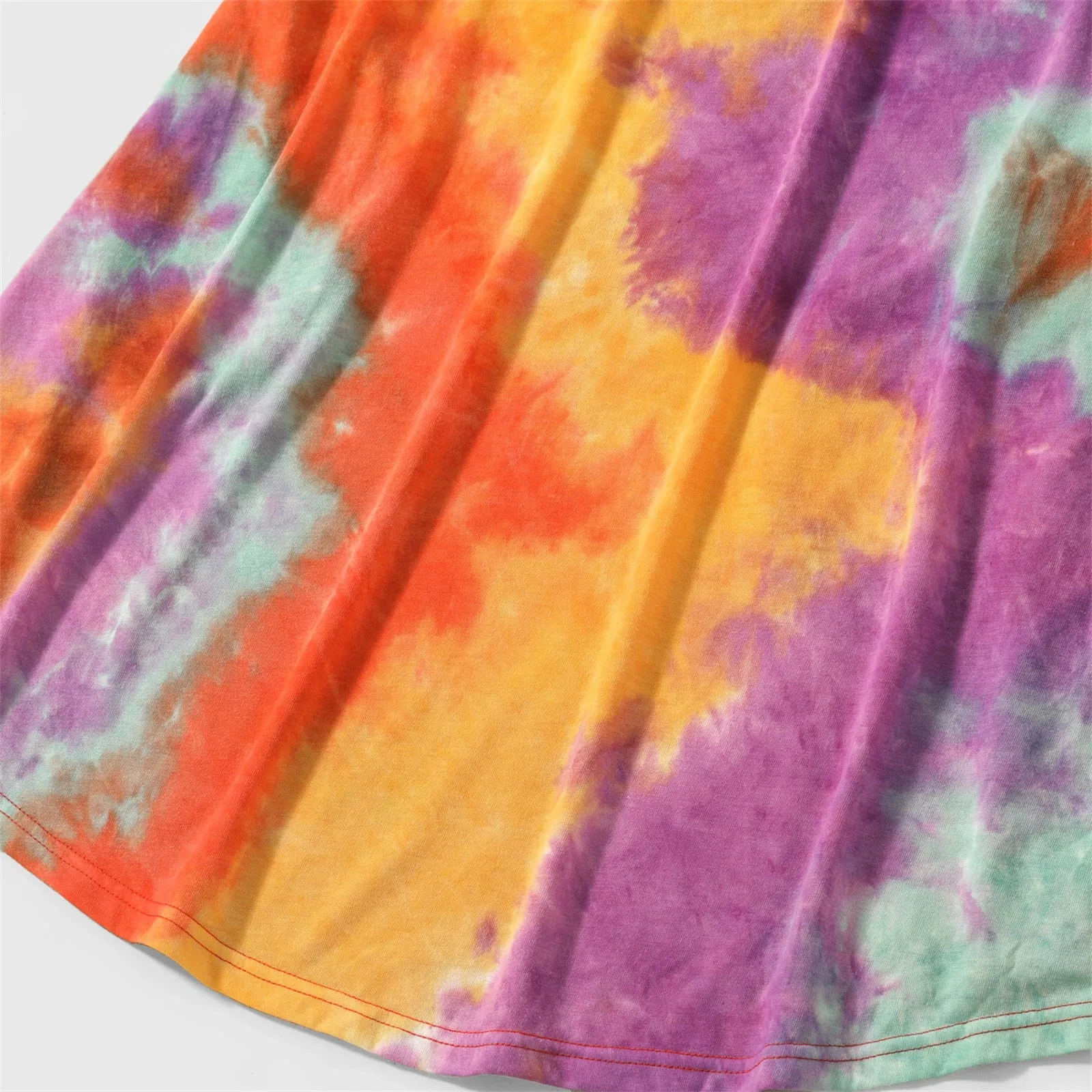 Family Matching Tie Dye Sleeveless Tank Dresses and Short-sleeve T-shirts Sets