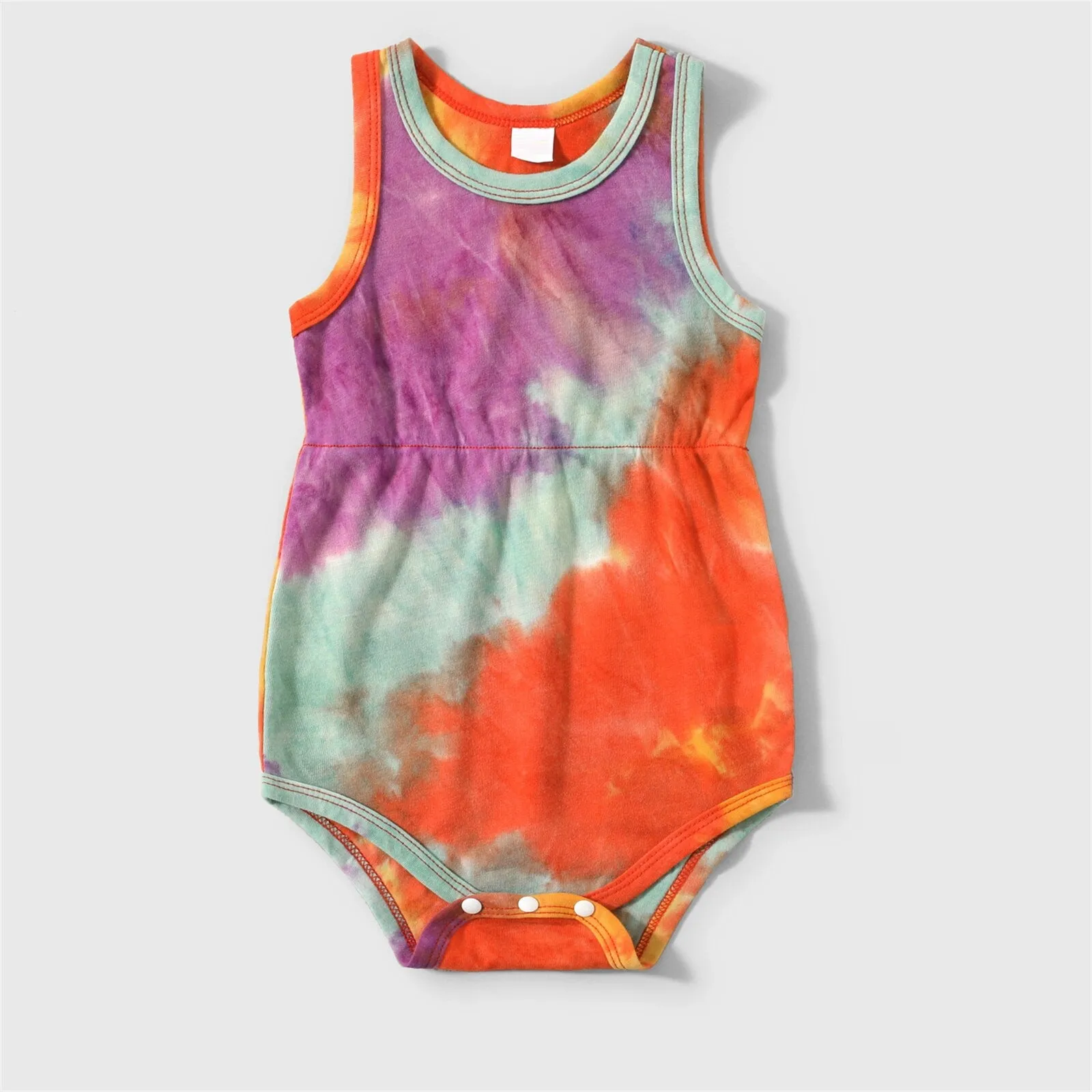 Family Matching Tie Dye Sleeveless Tank Dresses and Short-sleeve T-shirts Sets